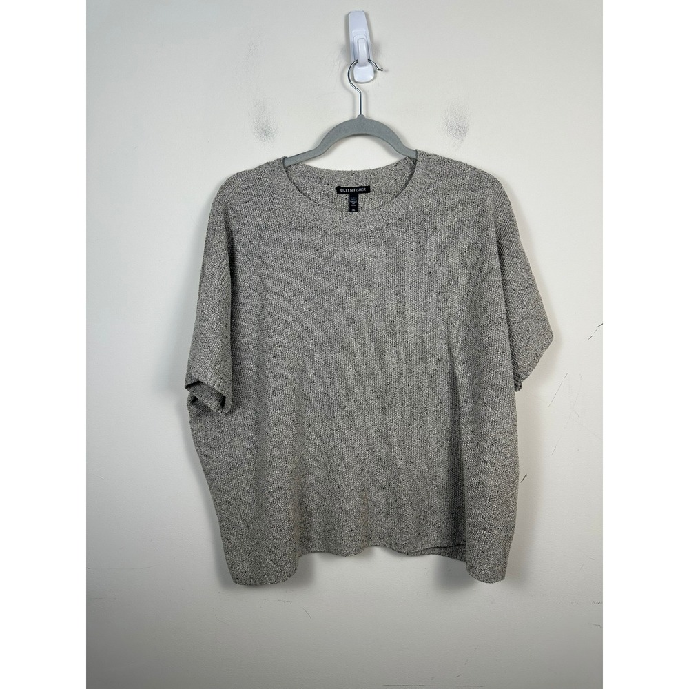 Eileen Fisher Silk Knit Box Top Women L Ash Grey NWT 100% Silk Relaxed Fit